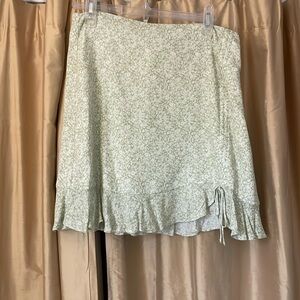 green floral skirt